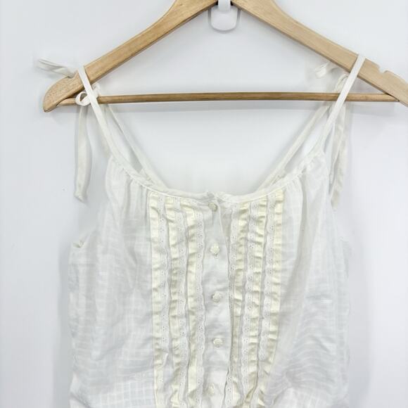 Vintage 70s Prairie Dress 13 Medium Cottage Boho Eyelet Wedding Fairy Ren Fair - Picture 3 of 8